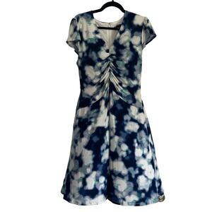 Maggy London Blue Watercolor Pattern Dress Size 12 Blue